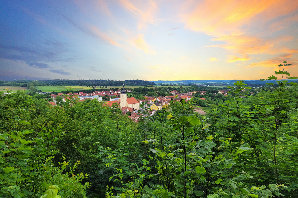 Blick vom Schlosscafé auf die Stadt Schillingsfürst