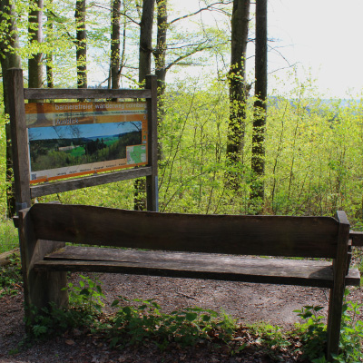 Bank und Infotafel barrierefreier Wanderweg Colmberg