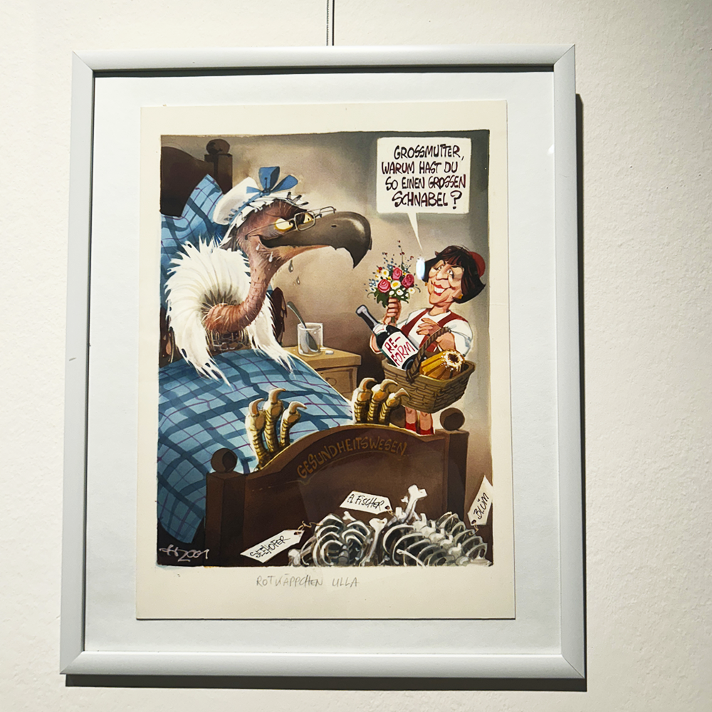 Karikatur von Horst Haitzinger in der Sonderausstellung im Fränkischen Museum