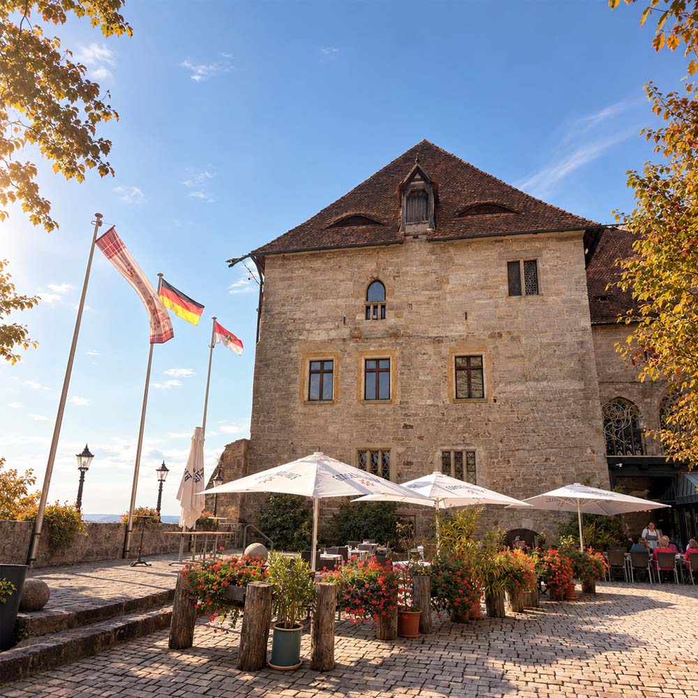 Die Burg Colmberg in der Herbstsonne